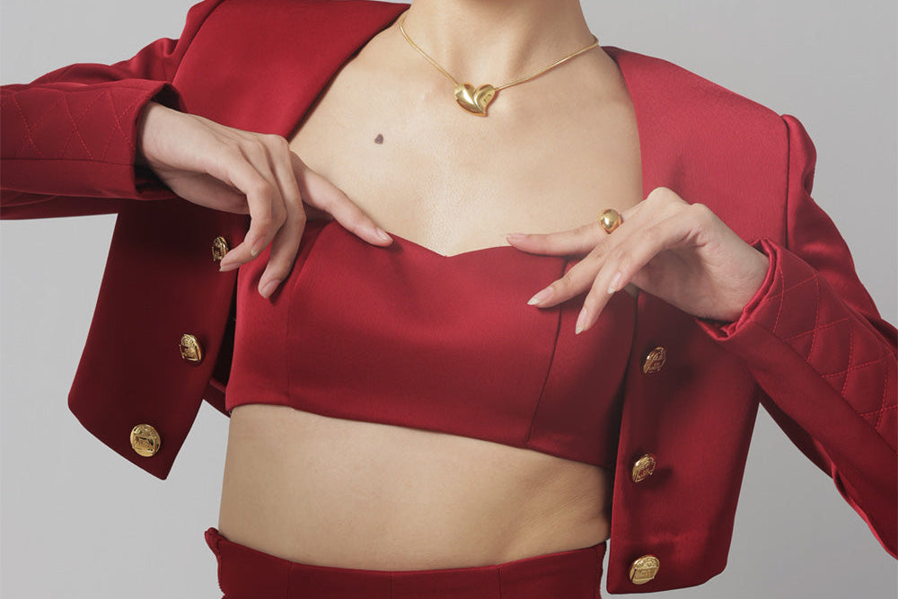 Bralette de tafetán sin tirantes con escote semicornazón