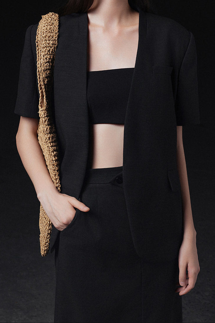 Bralette corto de sarga con escote cuadrado