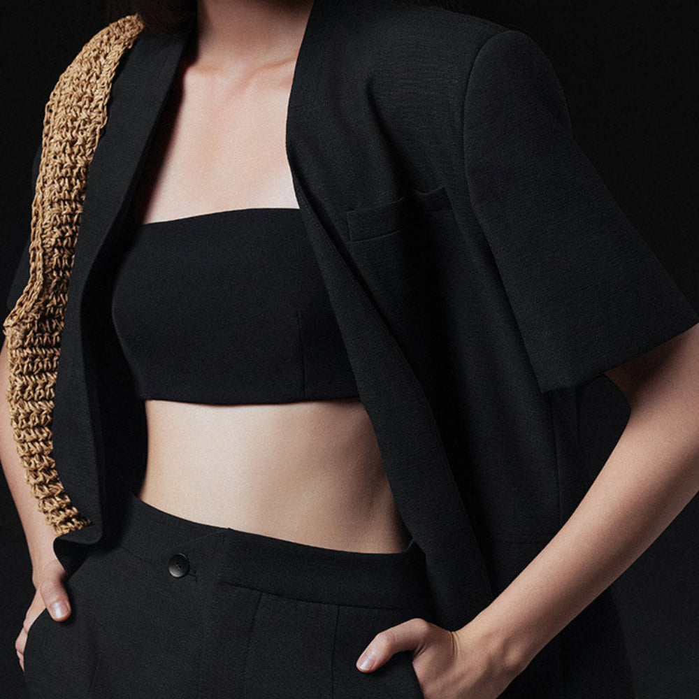 Bralette corto de sarga con escote cuadrado