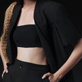 Bralette corto de sarga con escote cuadrado