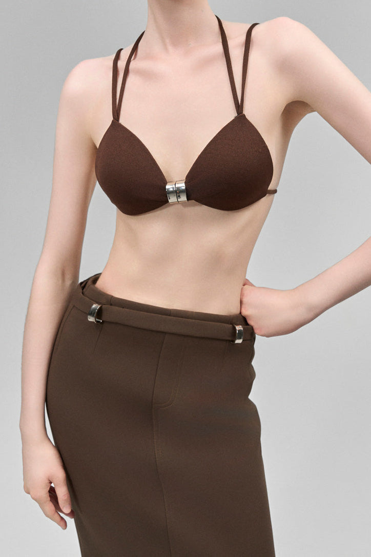 Bralette corto de jersey con tirantes finos