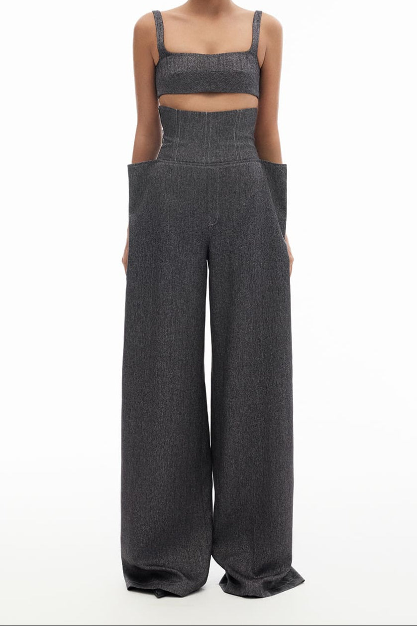 Bralette corto de sarga con tiras