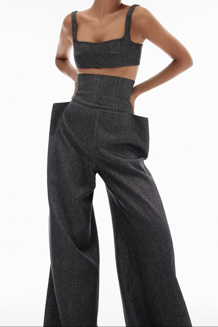 Bralette corto de sarga con tiras